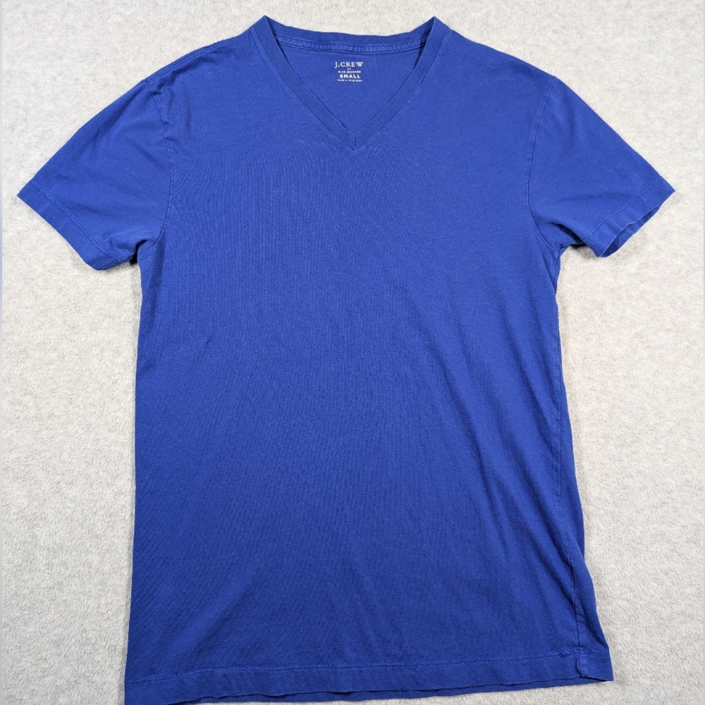 J. Crew Women Top Small Slim Washed Blue V-Neck Shirt Short Sleeve‎ Staple